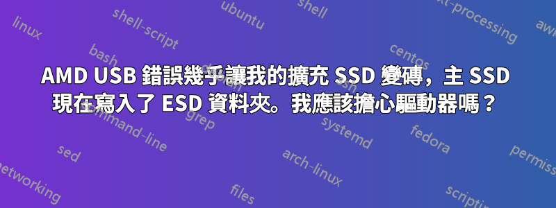 AMD USB 錯誤幾乎讓我的擴充 SSD 變磚，主 SSD 現在寫入了 ESD 資料夾。我應該擔心驅動器嗎？