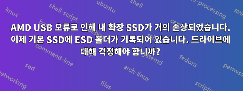 AMD USB 오류로 인해 내 확장 SSD가 거의 손상되었습니다. 이제 기본 SSD에 ESD 폴더가 기록되어 있습니다. 드라이브에 대해 걱정해야 합니까?