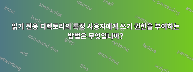 읽기 전용 디렉토리의 특정 사용자에게 쓰기 권한을 부여하는 방법은 무엇입니까?