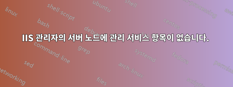 IIS 관리자의 서버 노드에 관리 서비스 항목이 없습니다.