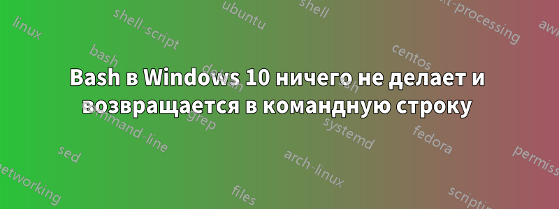 Bash в Windows 10 ничего не делает и возвращается в командную строку