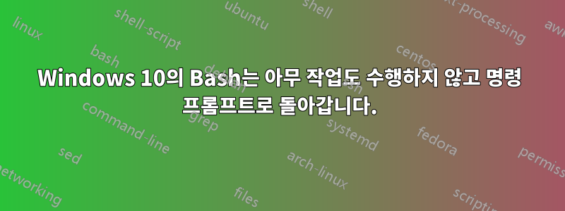 Windows 10의 Bash는 아무 작업도 수행하지 않고 명령 프롬프트로 돌아갑니다.