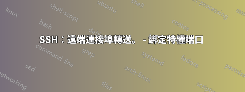 SSH：遠端連接埠轉送。 - 綁定特權端口
