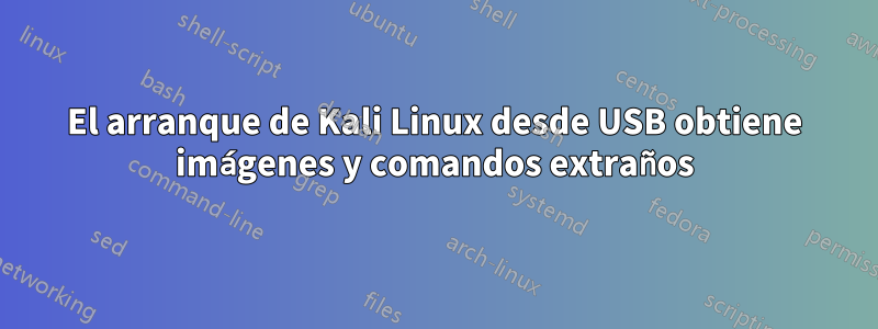 El arranque de Kali Linux desde USB obtiene imágenes y comandos extraños