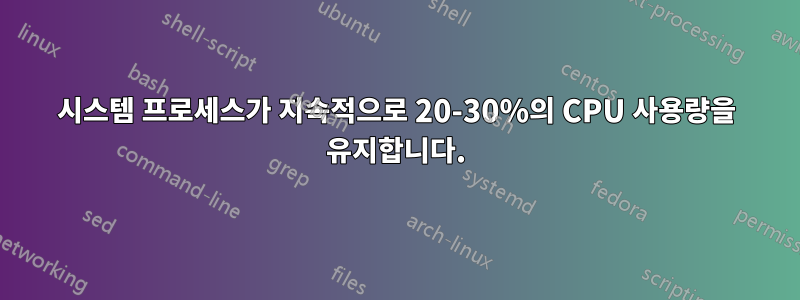 시스템 프로세스가 지속적으로 20-30%의 CPU 사용량을 유지합니다.