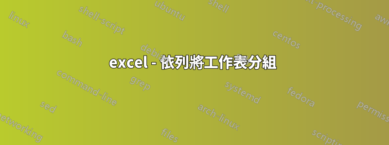 excel - 依列將工作表分組