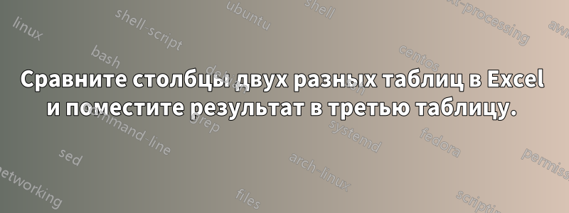 Сравните столбцы двух разных таблиц в Excel и поместите результат в третью таблицу.