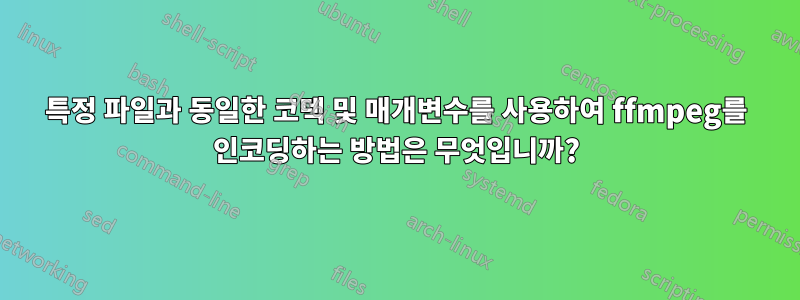특정 파일과 동일한 코덱 및 매개변수를 사용하여 ffmpeg를 인코딩하는 방법은 무엇입니까?