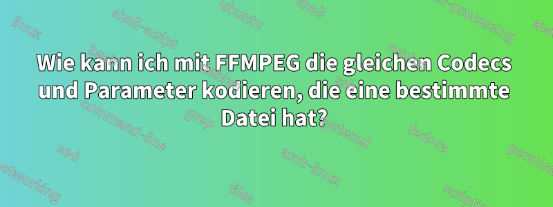 Wie kann ich mit FFMPEG die gleichen Codecs und Parameter kodieren, die eine bestimmte Datei hat?