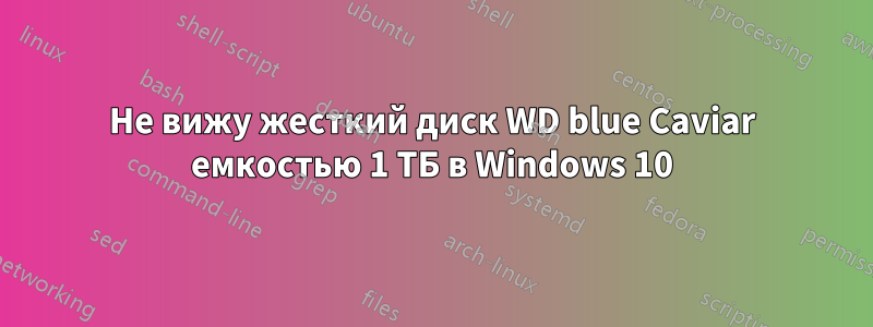 Не вижу жесткий диск WD blue Caviar емкостью 1 ТБ в Windows 10