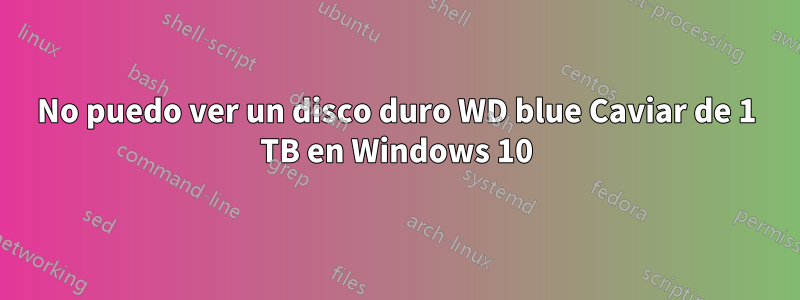 No puedo ver un disco duro WD blue Caviar de 1 TB en Windows 10