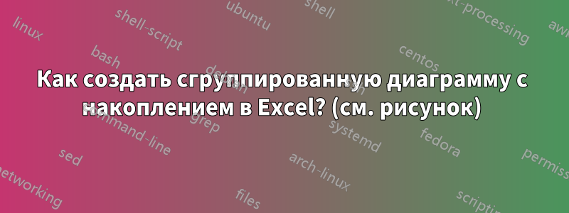 Как создать сгруппированную диаграмму с накоплением в Excel? (см. рисунок)