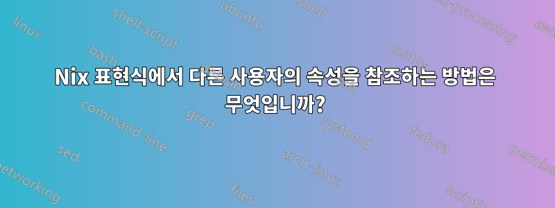 Nix 표현식에서 다른 사용자의 속성을 참조하는 방법은 무엇입니까?