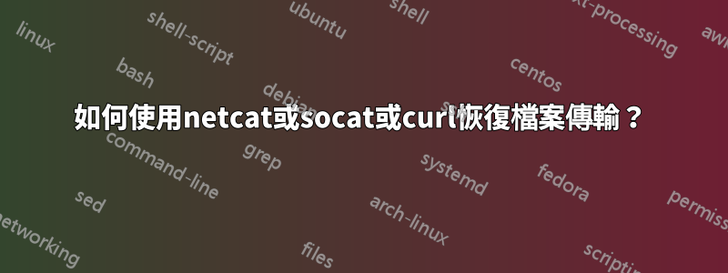 如何使用netcat或socat或curl恢復檔案傳輸？