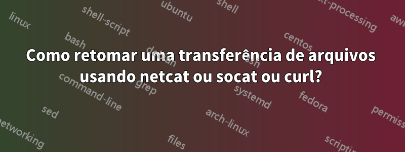 Como retomar uma transferência de arquivos usando netcat ou socat ou curl?