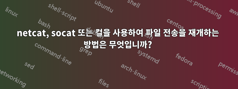 netcat, socat 또는 컬을 사용하여 파일 전송을 재개하는 방법은 무엇입니까?