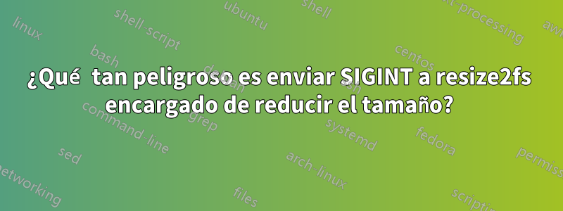 ¿Qué tan peligroso es enviar SIGINT a resize2fs encargado de reducir el tamaño?