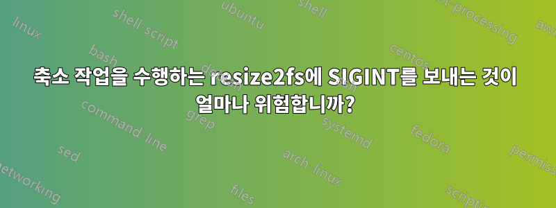 축소 작업을 수행하는 resize2fs에 SIGINT를 보내는 것이 얼마나 위험합니까?