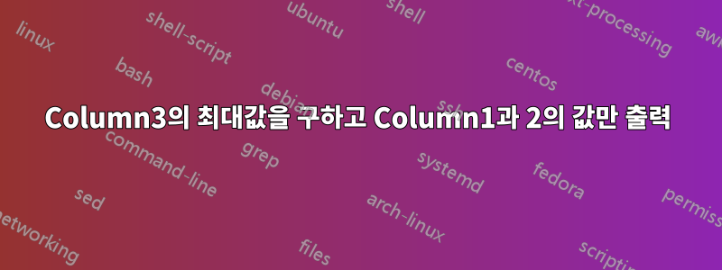 Column3의 최대값을 구하고 Column1과 2의 값만 출력