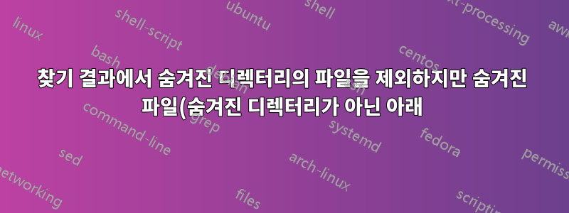 찾기 결과에서 숨겨진 디렉터리의 파일을 제외하지만 숨겨진 파일(숨겨진 디렉터리가 아닌 아래)은 제외하지 않습니다.