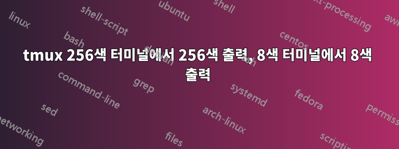 tmux 256색 터미널에서 256색 출력, 8색 터미널에서 8색 출력