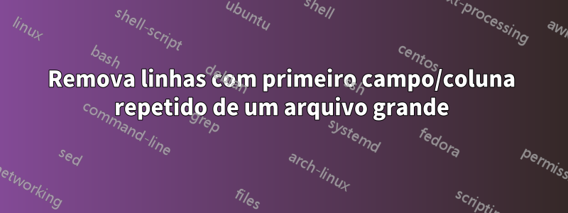 Remova linhas com primeiro campo/coluna repetido de um arquivo grande