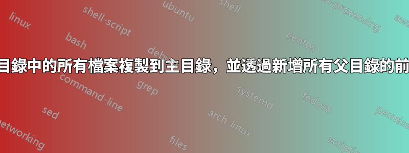 將子目錄和子子目錄中的所有檔案複製到主目錄，並透過新增所有父目錄的前綴來修改檔案名