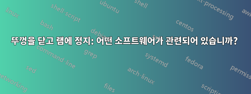 뚜껑을 닫고 램에 정지: 어떤 소프트웨어가 관련되어 있습니까?