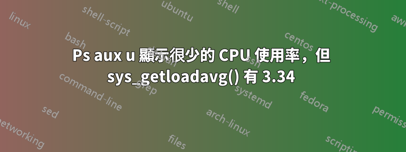 Ps aux u 顯示很少的 CPU 使用率，但 sys_getloadavg() 有 3.34