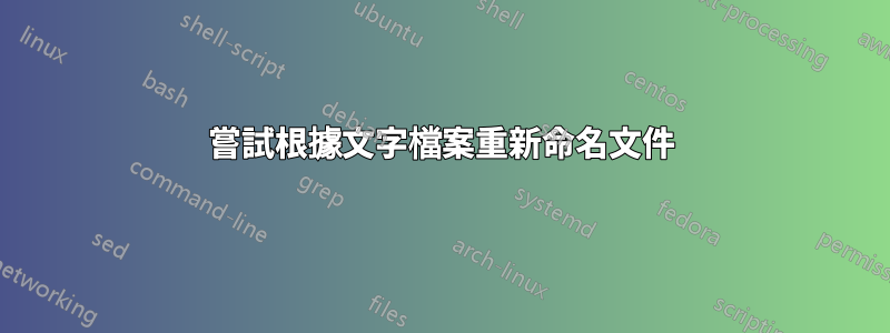 嘗試根據文字檔案重新命名文件