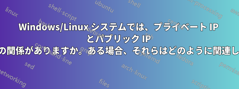 Windows/Linux システムでは、プライベート IP とパブリック IP の間に何らかの関係がありますか。ある場合、それらはどのように関連していますか。