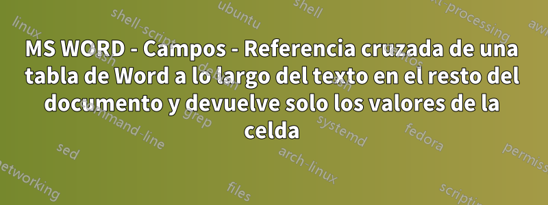 MS WORD - Campos - Referencia cruzada de una tabla de Word a lo largo del texto en el resto del documento y devuelve solo los valores de la celda