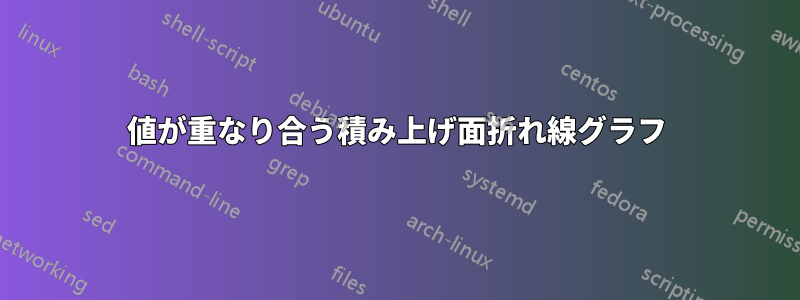 値が重なり合う積み上げ面折れ線グラフ