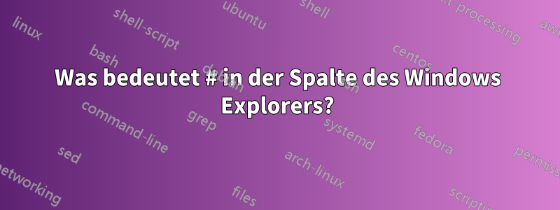 Was bedeutet # in der Spalte des Windows Explorers?