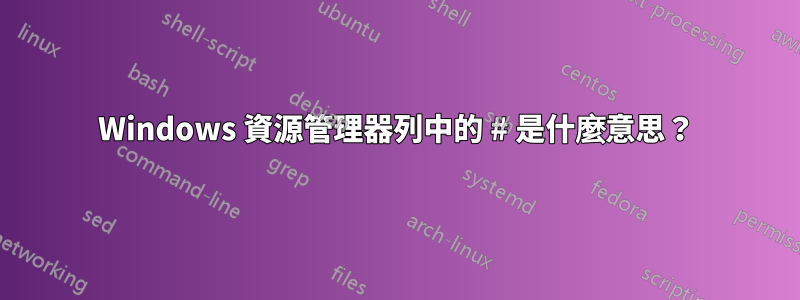 Windows 資源管理器列中的 # 是什麼意思？