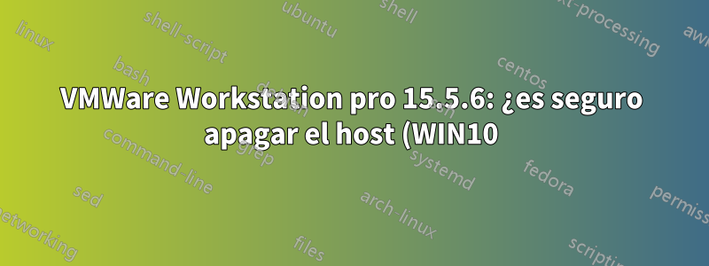 VMWare Workstation pro 15.5.6: ¿es seguro apagar el host (WIN10) mientras la VM se está ejecutando?