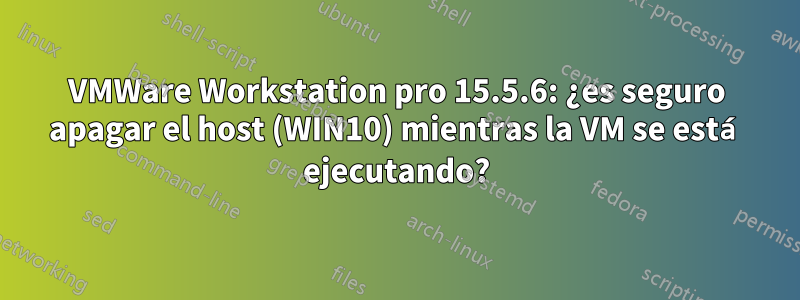 VMWare Workstation pro 15.5.6: ¿es seguro apagar el host (WIN10) mientras la VM se está ejecutando?