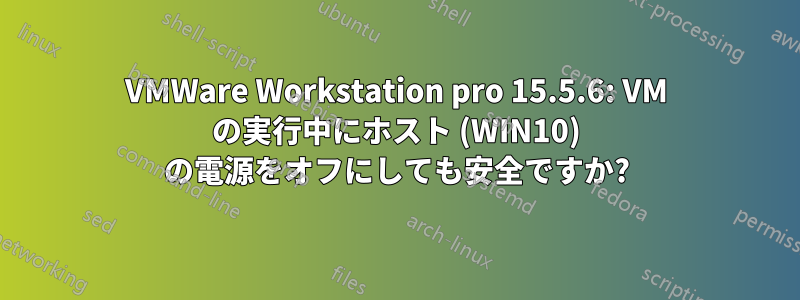 VMWare Workstation pro 15.5.6: VM の実行中にホスト (WIN10) の電源をオフにしても安全ですか?