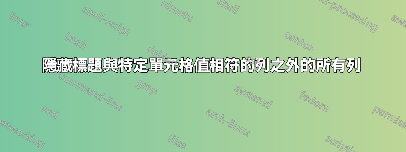 隱藏標題與特定單元格值相符的列之外的所有列