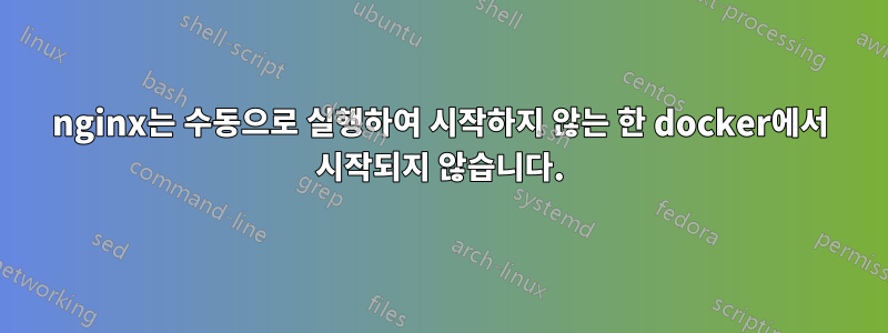 nginx는 수동으로 실행하여 시작하지 않는 한 docker에서 시작되지 않습니다.