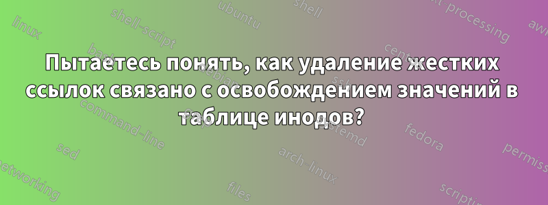 Пытаетесь понять, как удаление жестких ссылок связано с освобождением значений в таблице инодов?