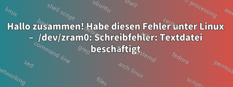 Hallo zusammen! Habe diesen Fehler unter Linux – /dev/zram0: Schreibfehler: Textdatei beschäftigt