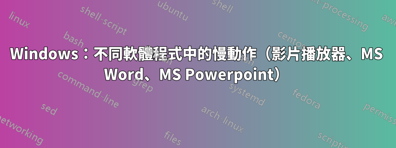 Windows：不同軟體程式中的慢動作（影片播放器、MS Word、MS Powerpoint）