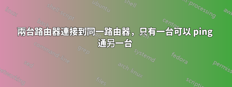 兩台路由器連接到同一路由器，只有一台可以 ping 通另一台