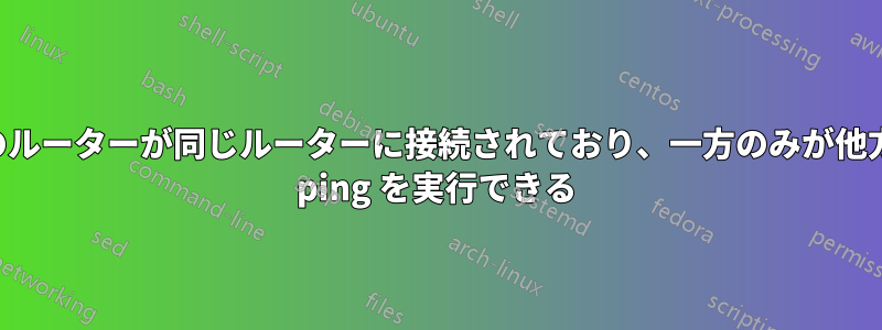 2 台のルーターが同じルーターに接続されており、一方のみが他方に ping を実行できる