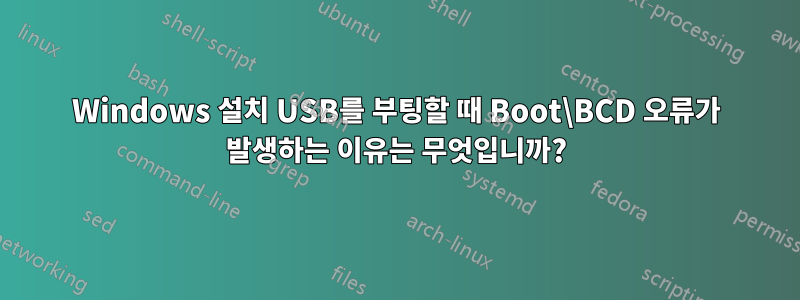 Windows 설치 USB를 부팅할 때 Boot\BCD 오류가 발생하는 이유는 무엇입니까?