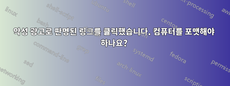 악성 광고로 판명된 링크를 클릭했습니다. 컴퓨터를 포맷해야 하나요?