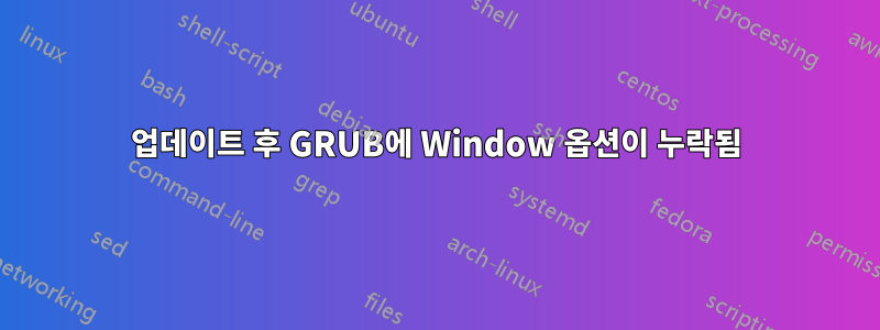 업데이트 후 GRUB에 Window 옵션이 누락됨