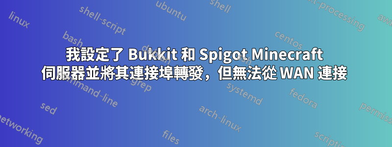 我設定了 Bukkit 和 Spigot Minecraft 伺服器並將其連接埠轉發，但無法從 WAN 連接