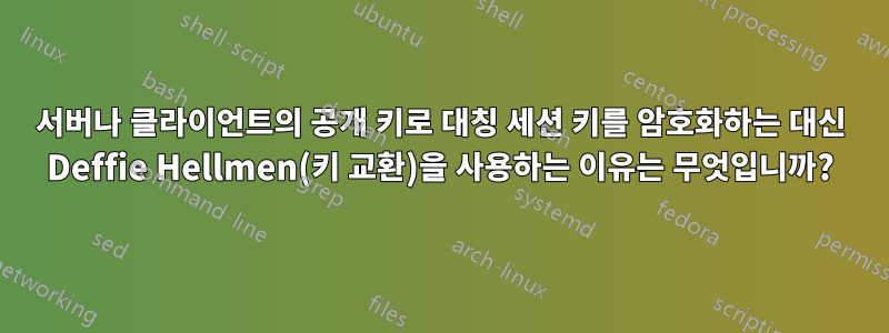 서버나 클라이언트의 공개 키로 대칭 세션 키를 암호화하는 대신 Deffie Hellmen(키 교환)을 사용하는 이유는 무엇입니까?